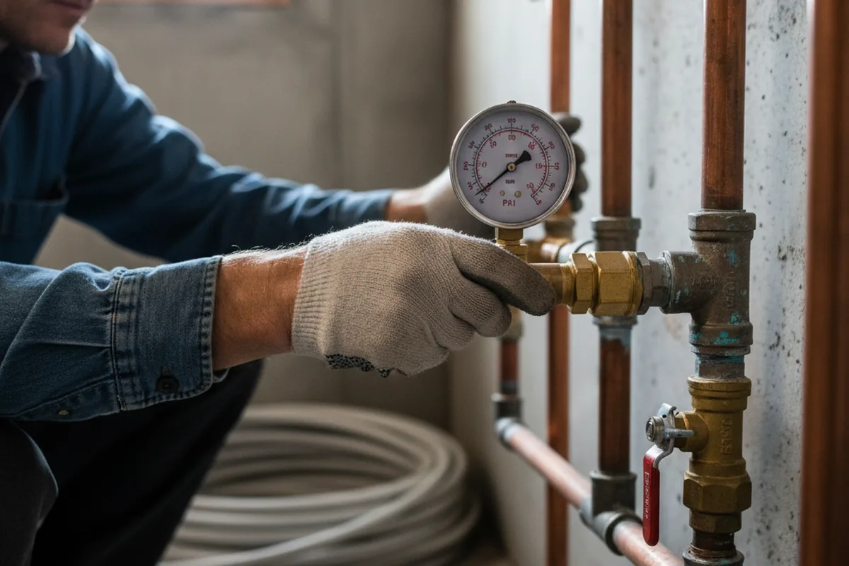 Pressure testing a repaired line during Water Line Repair in Hellertown